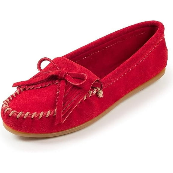 Minnetonka Women's Kilty Hardsole Moccasins 8.5 M Cherry Red