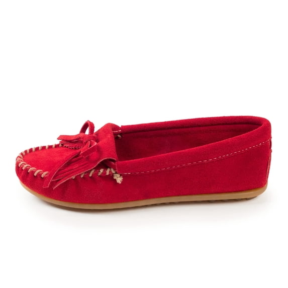Minnetonka Women's Kilty Hardsole Moccasins, Red, 9.5 W US