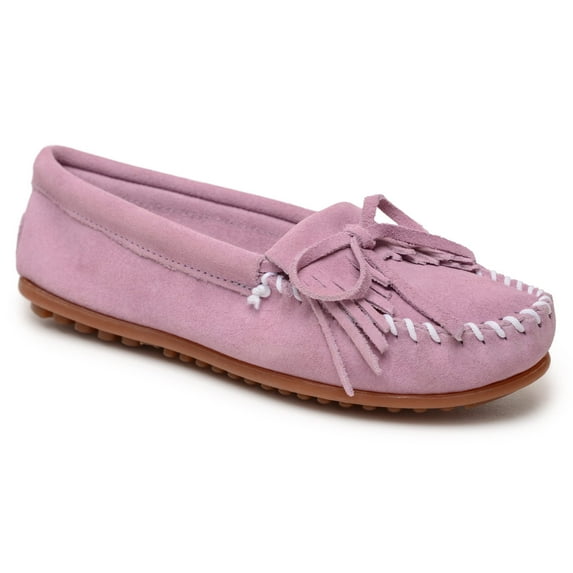 Minnetonka Women's Kilty Suede Hardsole Moccasin, Orchid, 9 M US