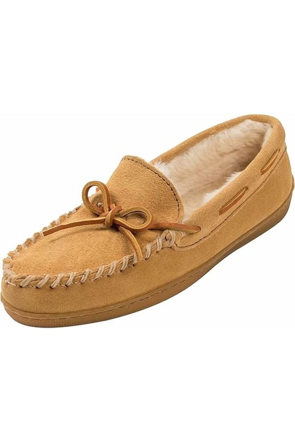 Women's Hardsole Pile Lined Slipper,Tan,9 M US