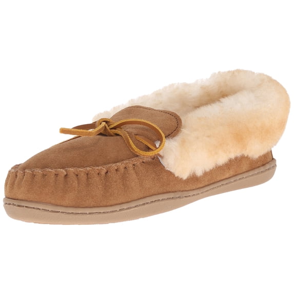 Minnetonka Women's Alpine Sheepskin Moccasin Slippers, Golden Tan, 6 M US