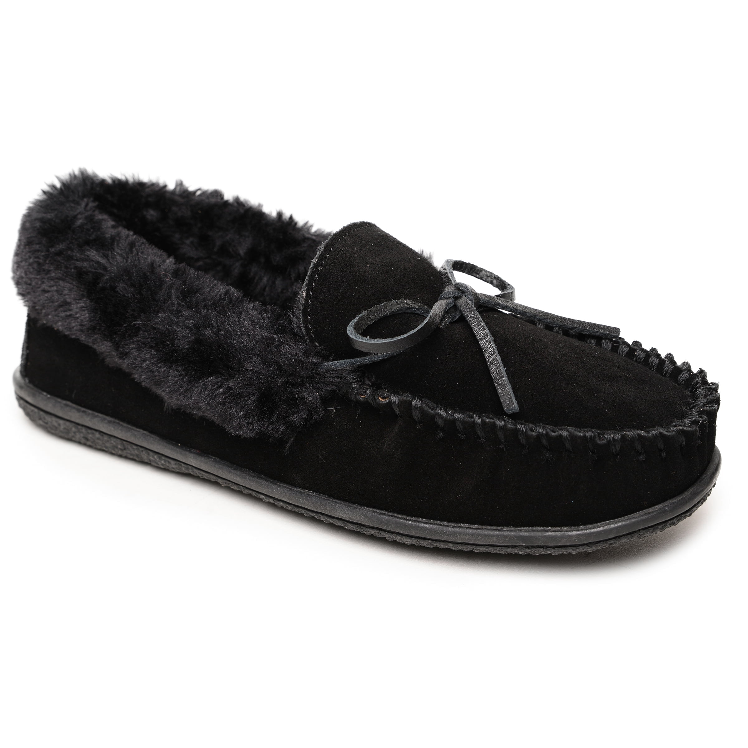 Minnetonka Women's Camp Collar Moccasin Slippers, Black, 7 M US ...