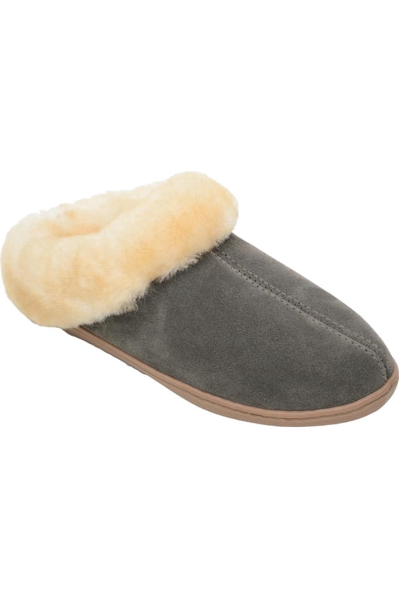 Womens Sheepskin Mule, Grey Suede, Size 8
