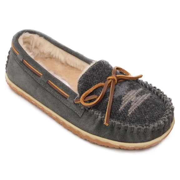 Minnetonka Women's Tilia Suede Moccasin Slippers, Grey, 10 M US