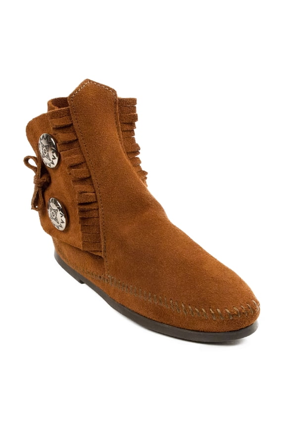 Women's Two Button Hardsole Boot, Brown, 6 M US