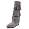 thumbnail image 1 of Minnetonka Women's 3-Layer Fringe Boot, Grey, Size 9, 1 of 7