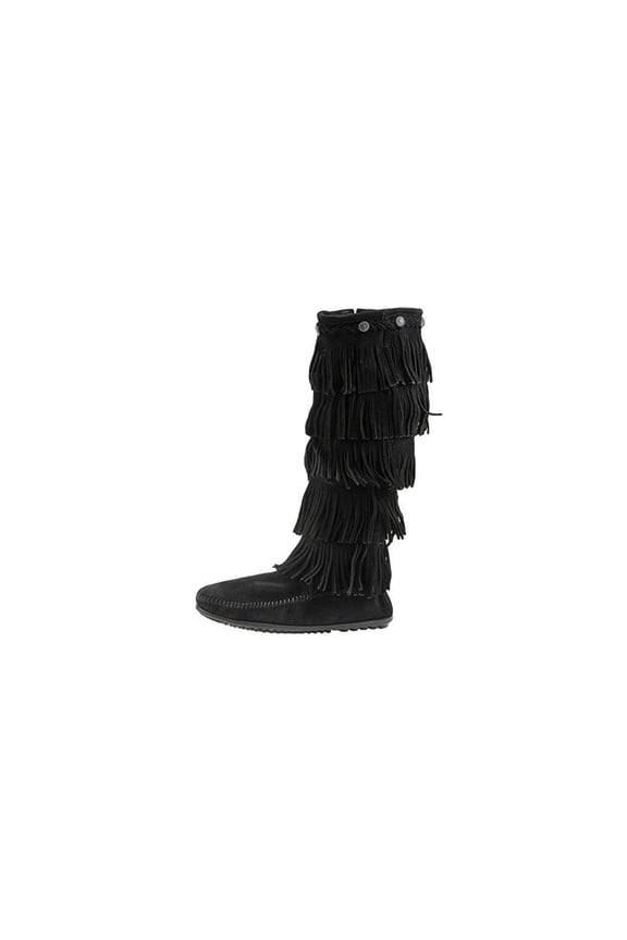 Women's 5-Layer Fringe Boot,Black,8 M US