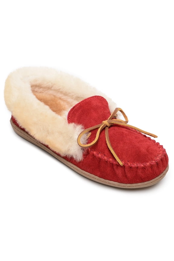 Womens Alpine Sheepskin Moccasin - Red - Size 9