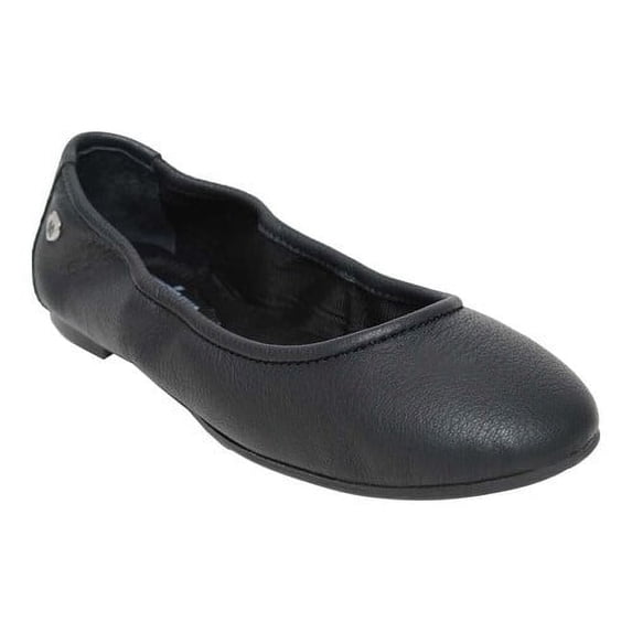 Minnetonka Women's Suede Anna Ballerina Flat, Black 5.5