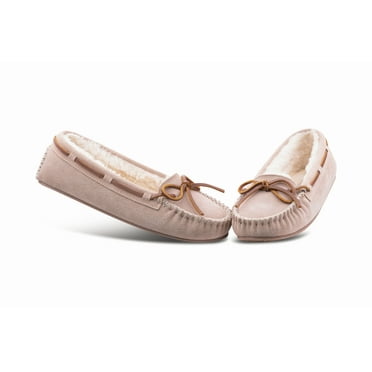 Minnetonka Womens Cally Moccasin Slipper Stone - Size 6 - 4018-STONE-6