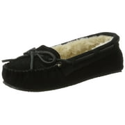 MINNETONKA Womens Cally Suede Lined Moccasin Slippers Black 10 Medium (B,M)