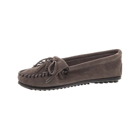 Minnetonka Women's Kilty Moccasin, Medium Grey Suede, 7 W