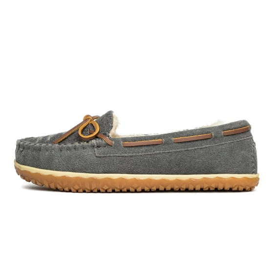 Minnetonka Womens Tilia Moccasin, Grey, Size 7 Wide