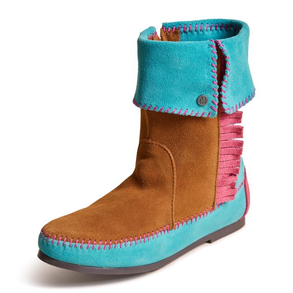Minnetonka x Stranger Things Women's Holly Wheeler Boot, Pink Turq Brown Multi, Size 8