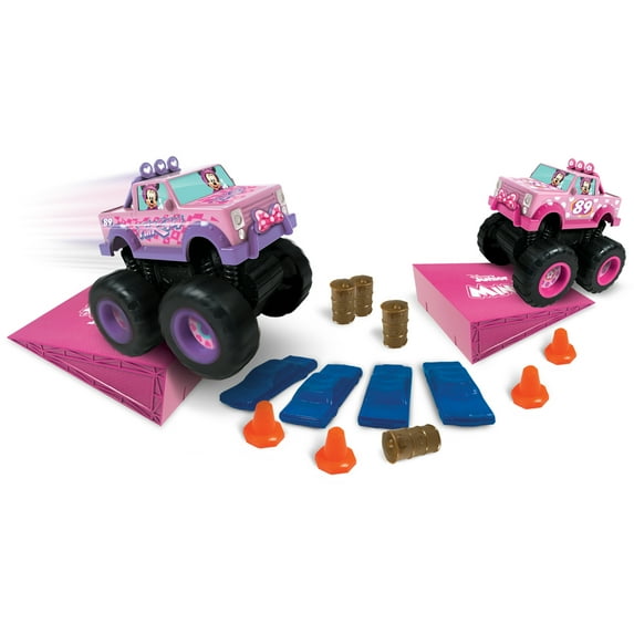 Minnie 18 Piece Off-Road Monster Truck Playset, Friction Powered Vehicles, 2 Switchable Vehicles Plus Accessories, Children Ages 3 Years and Up