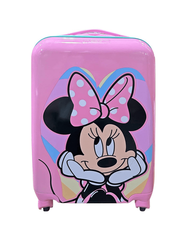 Minnie 20 Hard-Sided Carry-On Luggage with 4 Spinner Wheels, Lightweight Rolling Suitcase with Telescopic Handle, Durable Travel Trolley Bag with Minnie Mouse Design for Kids Adults