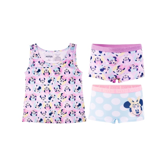Disney Minnie Mouse Toddler Girls Tank Top and Boyshorts 3-Piece Set, Sizes 2T-4T