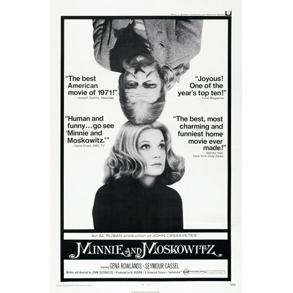 Minnie And Moskowitz Us Poster From Top: Seymour Cassel Gena Rowlands 1971 Movie Poster Masterprint (11 x 17)