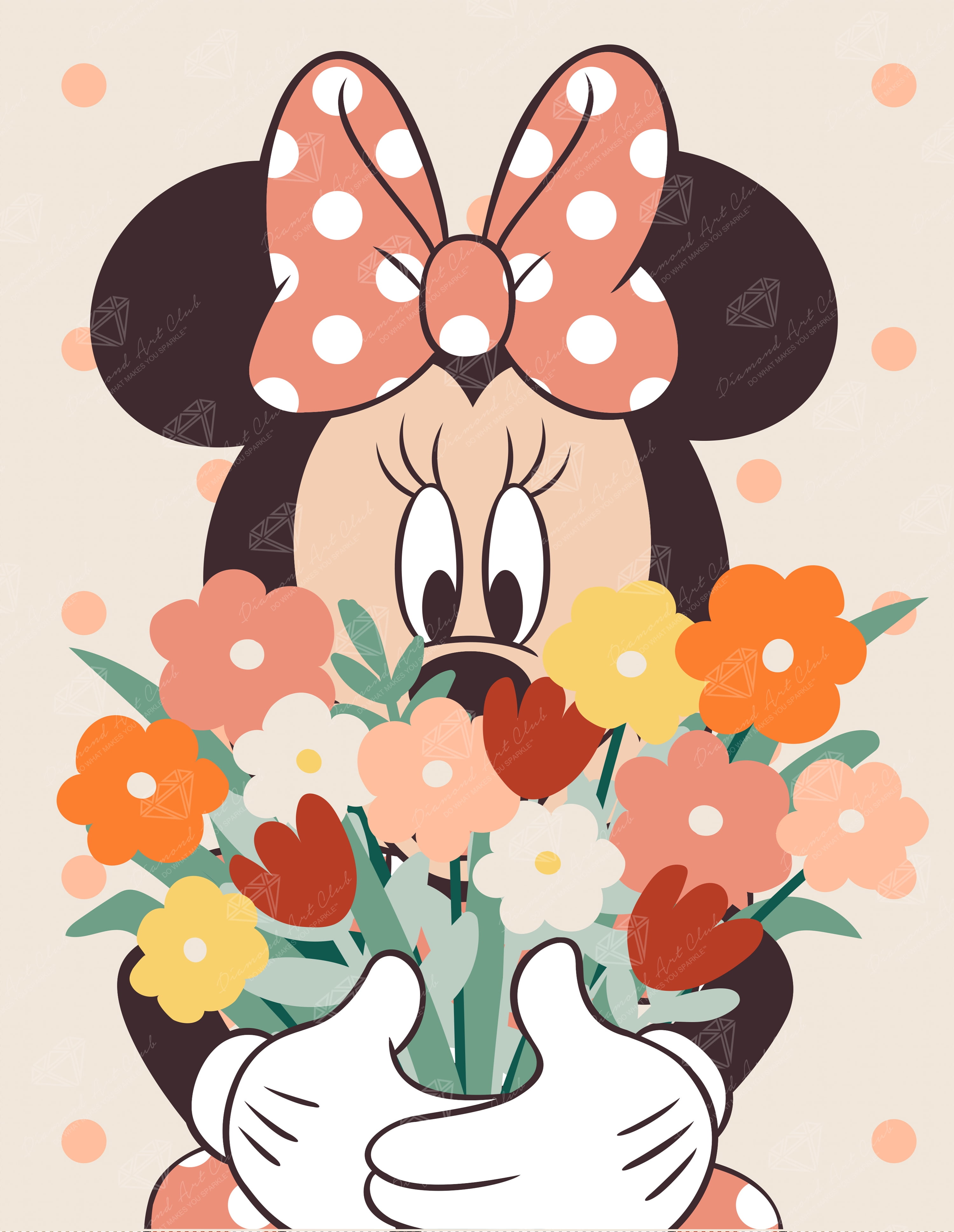 DIAMOND ART CLUB® Minnie Bouquet Diamond Painting Kit, Fun DIY Crafts for Adults, Round Diamond Art Canvas, 13" x 17" (33 cm x 42.7 cm)