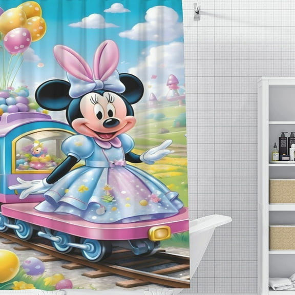 Minnie Bowtique Shower Curtain 35*70.8 Inches Waterproof And Durable Vivid Patterns Instantly Elevates Bathroom Style