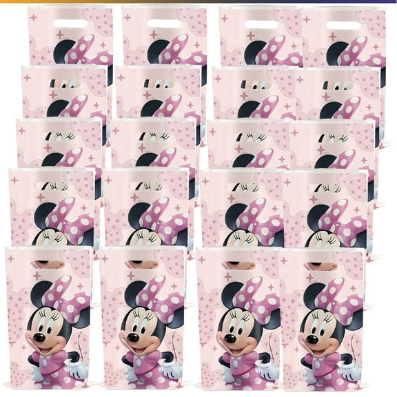 Minnie Candy Treat Bag Goodie Birthday Gift Bags Party Favors Handles Snack Supplies