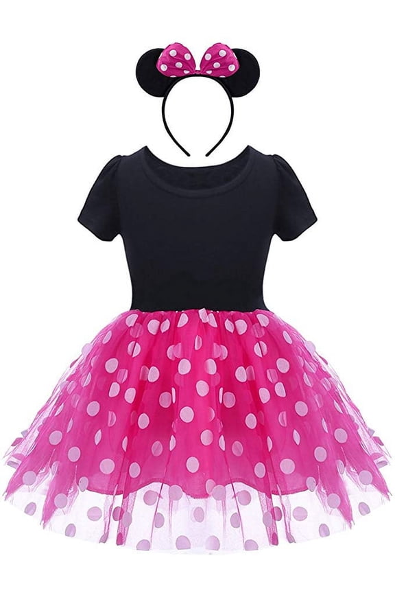 Mini Costume for Girls with Mouse Ear Headband, Polka Dot Dress, Child/Toddler, 2-3Y