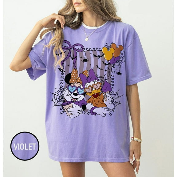 Minnie Daisy Halloween Shirt, Spooky Season Disney Tee, Coquette Heart Glasses Halloween Shirt, Cute Disney Friends Violet Shirt