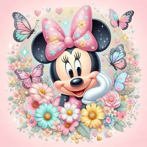 Minnie Diamond Painting - Create Your Own Sparkling Mosaic Art with Whimsical Cartoon Crafts, Exquisitely Handmade - Product for Adorable Room Decor