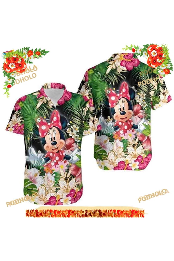 Minnie Friends Hawaiian Shirt, Mickey Disney Summer Hawaii, Disney Cartoon Vacation Shirt
