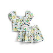 Minnie and Friends Toddler Girls Allover Print Puff Sleeve Top and Matching Skirt Set, 2-Piece, Sizes 12M-5T