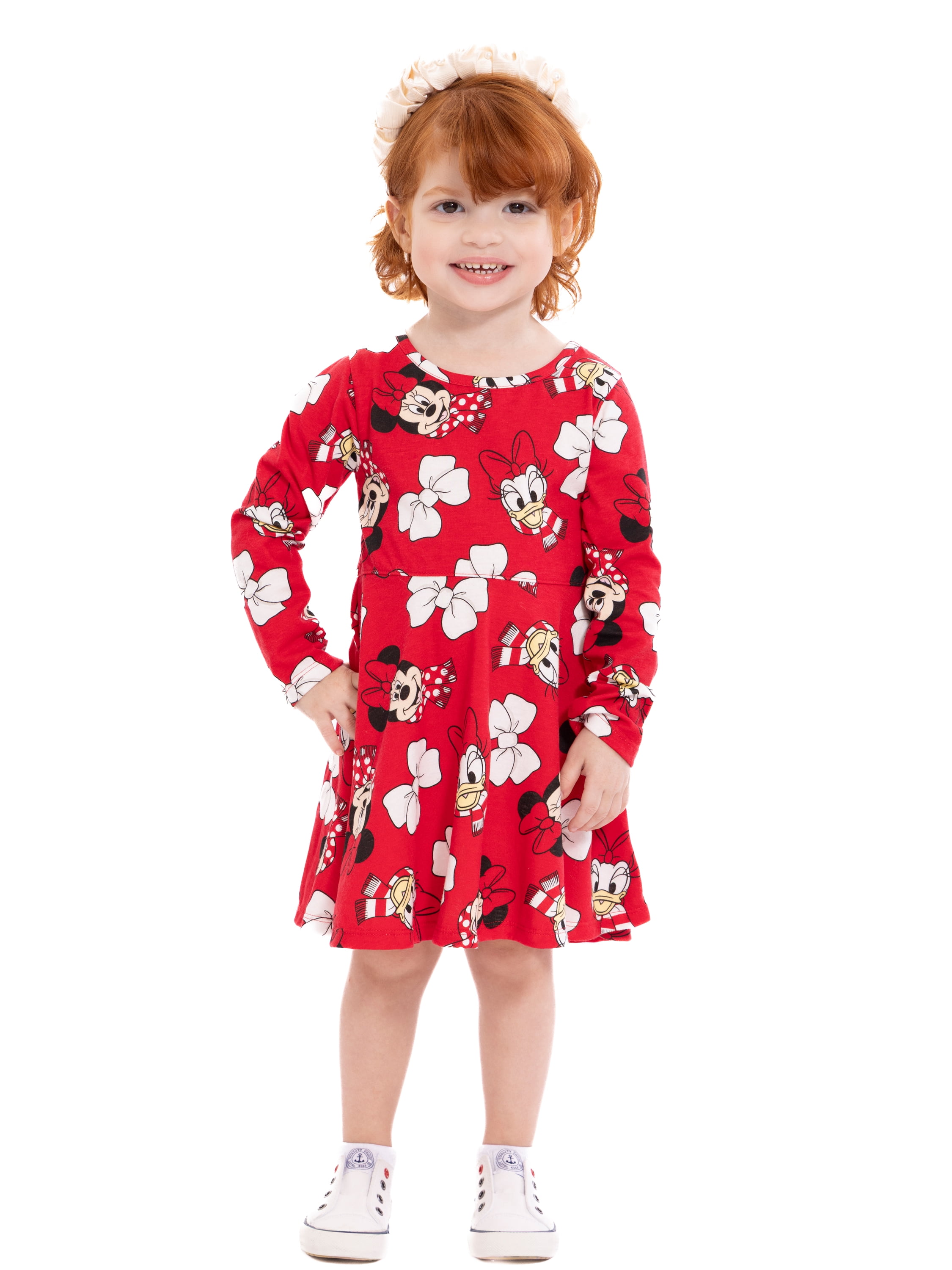 Rudolph Toddler Girls Long Sleeve All Over Print Dress Sizes 12M 5T