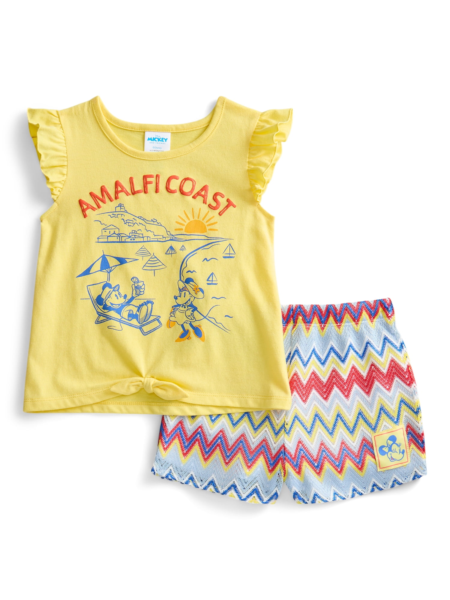 Minnie and Friends Toddler Girls Short Sleeve Tee and Crochet Shorts Set, 2-Piece, Sizes 12M-5T