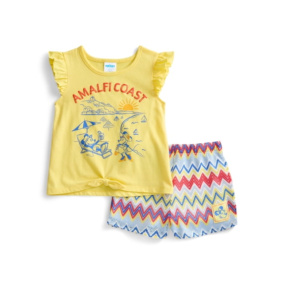 Minnie and Friends Toddler Girls Short Sleeve Tee and Crochet Shorts Set, 2-Piece, Sizes 12M-5T