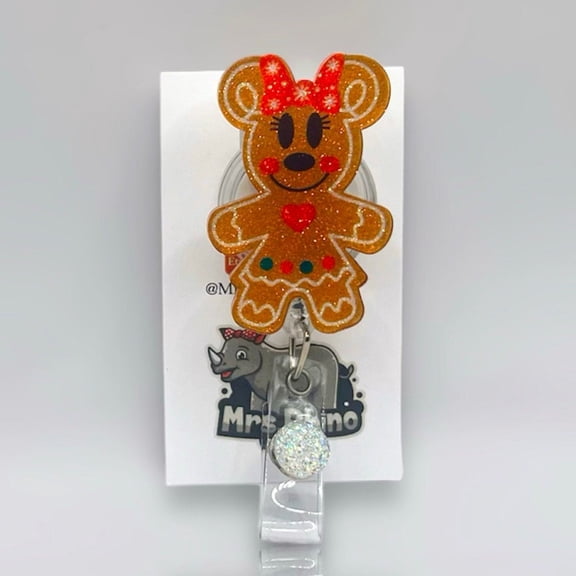 Minnie Gingerbread Cookie Retractable Badge Reel: Nurse Teacher ID