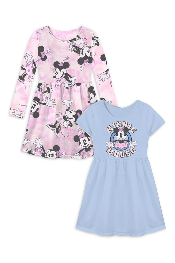 Minnie Girls Long Sleeve and Short Sleeve 2-Pack Dresses, Sizes 4-16