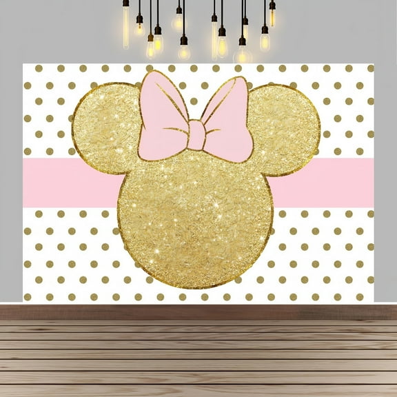 Minnie Happy Birthday Anime Cartoon Theme Backdrops Banner Birthday Party Decor Supplies(5x3ft)