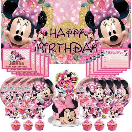 Minnie Invite Invitation Cards Party Supplies Decor Decorations Banner Plates Background Backdrop