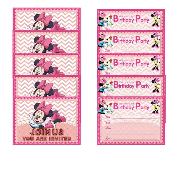 Minnie Invite Invitations Cards Stock Bulk Birthday Fill-in Party Supplies Decorations