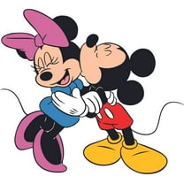 and Minnie Kissing Color Customized Name Wall Decal - Custom Vinyl Wall Art - Personalized Name - Baby Girls Boys Kids Bedroom Wall Decal Room Decor Wall Stickers Decoration Size (30x27 inch)