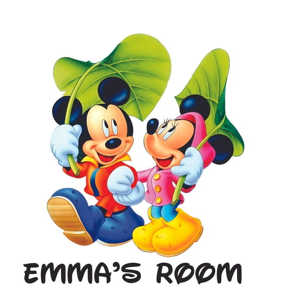 Minnie Leaf Cartoon Customized Wall Decal - Custom Vinyl Wall Art - Personalized Name - Baby Girls Boys Kids Bedroom Wall Decal Room Decor Wall Stickers Decoration Size (30x30 inch)
