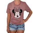 thumbnail image 1 of Minnie Leopard Print Bow Portrait, Animal Kingdom Shirt, Safari Shirt Casual Short Sleeve Shirt (Large, Mauve), 1 of 7