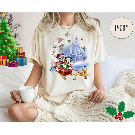 Minnie Mickey And Pluto'S Sleigh Rides Disney Shirt, Disney Holiday Shirt, Disney Sleigh Rides Shirt, Tinkerbell Shirt, S-5Xl Shirt