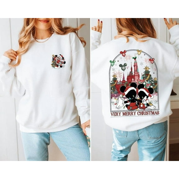 Minnie & Mickey Matching Sweatshirt, Christmas Disney Hoodie, Christmas Disney Family Outfits Retro Christmas Party Comfort Colors Shirt