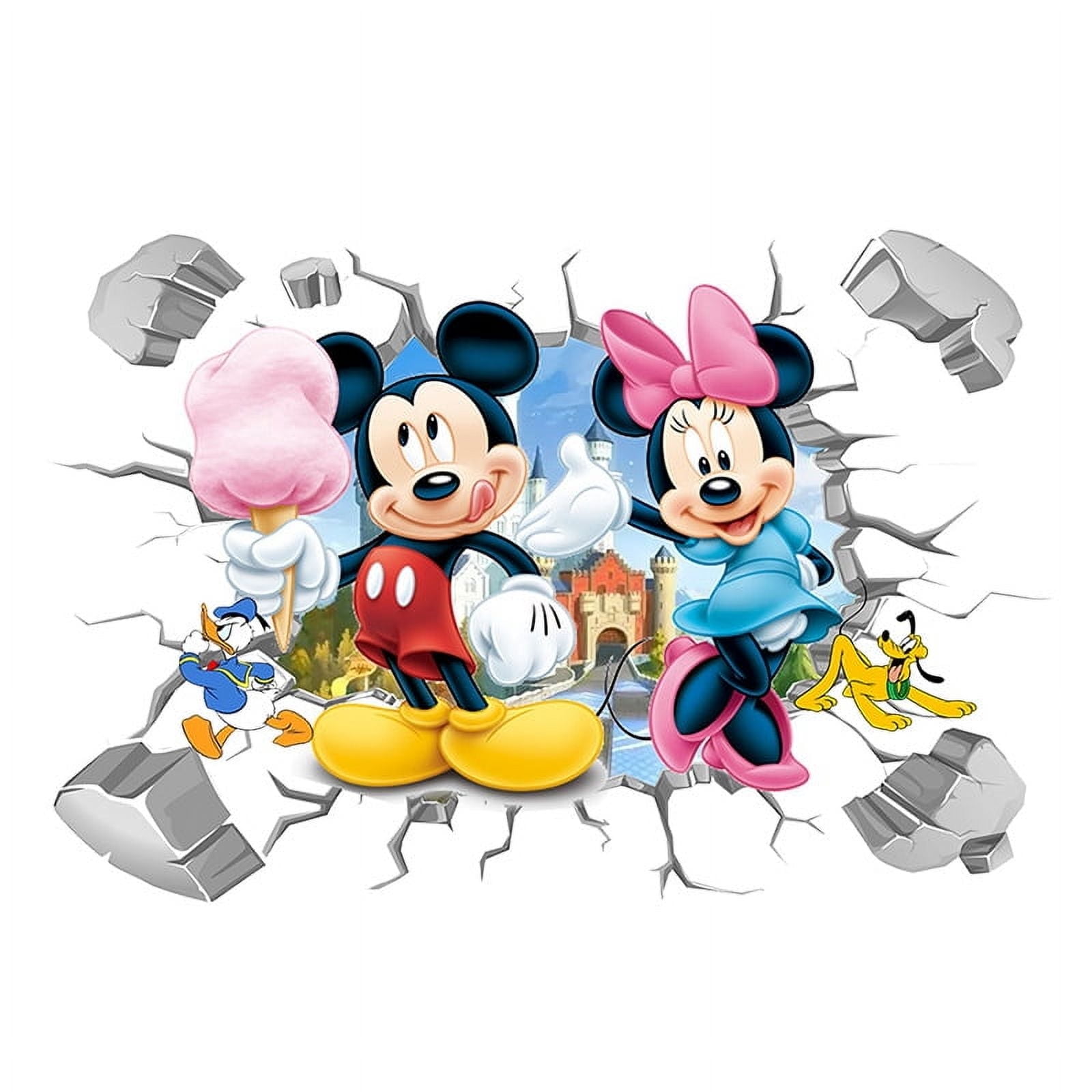 Minnie Mickey Cartoon Theme 3D Wall Decals,BedroomLiving Roomand Study Wall Background Decoration Stickers for Kids.