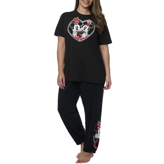 Minnie & Minnie Mouse Heart T-Shirt w/ Disney Fleece Jogger Pants Plus Size Set
