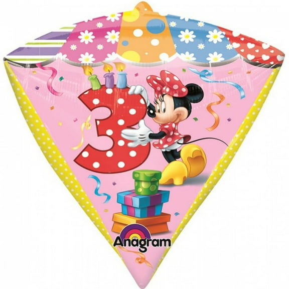 15 inch MINNIE MOUSE Cubez AGE 3 Balloon Party Supplies Decorations Foil Mylar Balloon