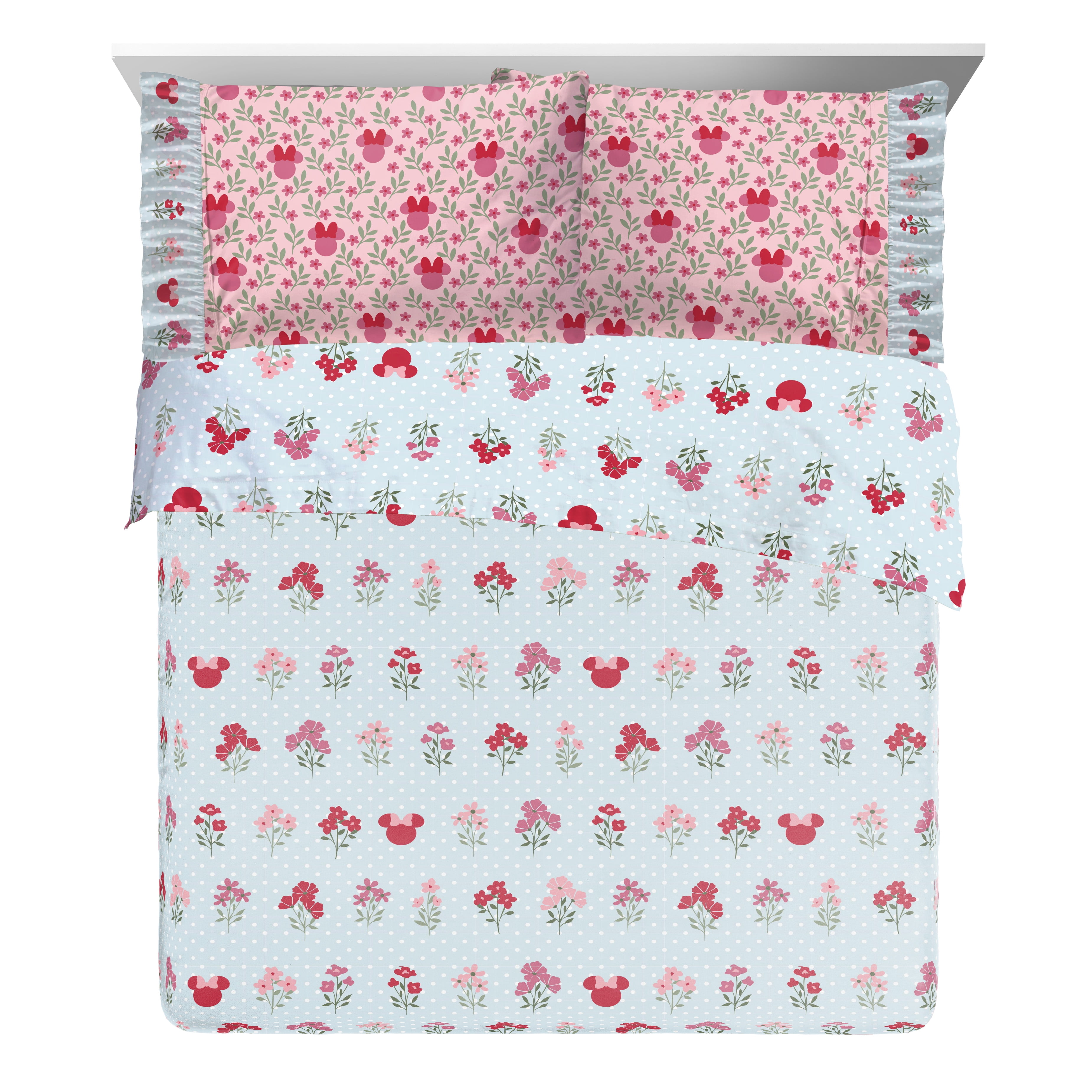 Minnie Mouse 4-Piece Full Sheet Set, Polyester, Multicolor, Disney