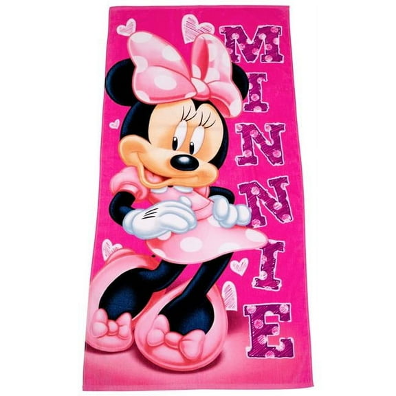 Minnie Mouse 855496 Disney Minnie Mouse Sassy Hearts Beach Towel