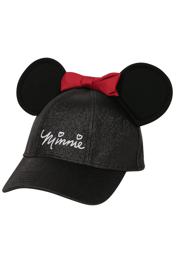 Minnie Adult Black Glitter Ear Hat, (Women's)