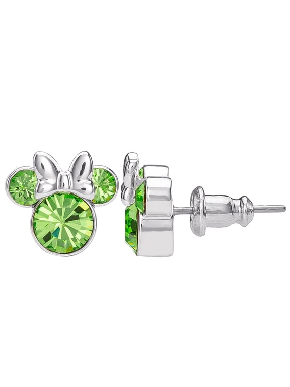 Minnie Mouse August Birthstone Silver Plated Crystal Stud Earrings